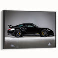 Black and white framed canvas of a vintage sports car, ideal for bedroom wall art.