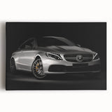 Black and white print of a sports car on large stretched canvas, suitable for kitchen wall art.