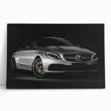 Black and white photo of a vintage sports car on stretched canvas, suitable as large art for bedroom or kitchen wall art.