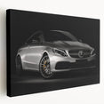 Side view of a red sports car on a stretched canvas, in bold colors, suitable for kitchen wall art.