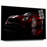 Side view of a sports car in monochromatic shades on acrylic glass, suitable for bedroom or dining room decor.