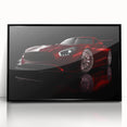Large abstract wall art featuring a black sports car design on a framed acrylic, ideal for modern living room decor.