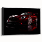 Black and white framed canvas of a vintage sports car in profile, ideal for bedroom wall decor.
