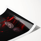 Extra large wall art featuring a sport car in dynamic motion on a rolled print, suited for large living room decor.