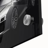 Mid-century modernist style large abstract car print in vibrant colors on acrylic, ideal for dining room art.