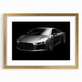 Extra large abstract art print of sports cars in vibrant colors on a textured canvas, ideal for living room decor.