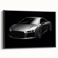 Black and white framed canvas of a vintage sports car in profile view, ideal for bedroom wall decor.