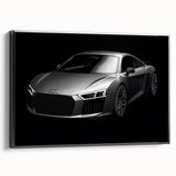 Black and white framed canvas of a vintage sports car in profile view, ideal for bedroom wall decor.