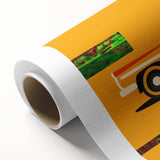 Art deco style poster of a classic car in monochrome shades, printed on rolled canvas, suitable for dining room decor.