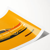 Extra large wall art featuring a collection of sports cars in vivid colors on a rolled print.