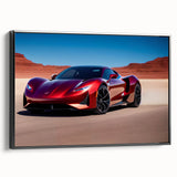 Black and white framed canvas of a vintage sports car in profile view, ideal for bedroom wall art.