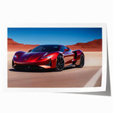 Extra large wall art featuring a sports car in muted silver tones on a rolled print, ideal for dining room decor.