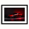 Extra large abstract art print of colorful, textured sports cars on a black framed canvas, suitable for living room decor.