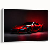 Vintage poster art of a classic car in black and white on extra large framed canvas, ideal for living room decor.