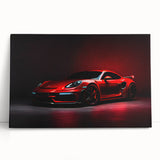 Black and white photo of a vintage sports car on large stretched canvas, ideal for kitchen wall art or bedroom decor.