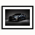 Extra large abstract art print of colorful, textured sports cars on a black framed canvas, ideal for living room decor.