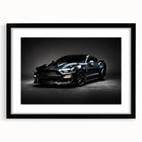 Extra large abstract art print of colorful, textured sports cars on a black framed canvas, ideal for living room decor.