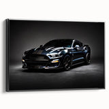 Black and white framed canvas featuring a side view of a vintage sports car, suitable for bedroom wall decor.