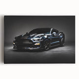 Black and white photo of a vintage sports car, printed on large stretched canvas, suitable for kitchen wall art.