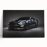 Black and white photo of a sports car on stretched canvas, ideal for kitchen wall art or bedroom ambiance.
