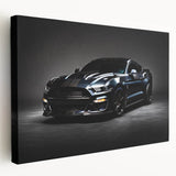 Side view of a red sports car on a stretched canvas, in vibrant red and black tones, suitable for kitchen wall art.
