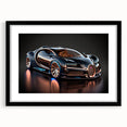 Extra large abstract art print of colorful, textured sports cars on a black framed canvas, ideal for living room decor.