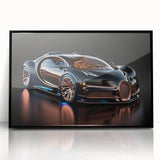 Large abstract wall art featuring a black sports car on a framed acrylic, ideal for modern art wall decor.