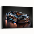Black and white framed canvas featuring a side view of a vintage sports car, ideal for bedroom wall decor.