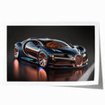 Rolled print of a sports car in vibrant red and black hues, suitable for art wall dining room.