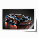 Rolled print of a sports car in vibrant red and black hues, suitable for art wall dining room.