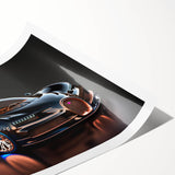 Extra large wall art featuring a sports car in vibrant red on a rolled print, suitable for large living room decor.