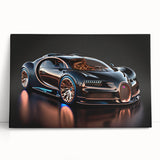 Black and white photo of a vintage sports car on a large stretched canvas, ideal for kitchen wall art.