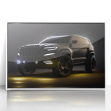 Acrylic print of a white sports car in art deco style, ideal for modern art wall decor or a nursery.