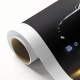 Art deco poster of vintage cars in muted colors on rolled canvas, suitable for nursery wall art or dining room decor.