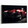 Black and white framed canvas of a vintage sports car, ideal for bedroom wall decor.