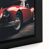 Extra large framed canvas featuring a close-up of a black sports car with colorful, textured detailing.