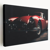 Side view of a red sports car on a stretched canvas, ideal for modern kitchen wall art.