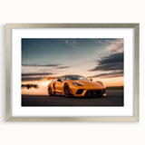 Abstract textured art print of a sport car in gray and silver tones on framed canvas, suitable for bedroom decor.