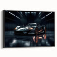 Black and white framed canvas of a vintage sports car in profile, ideal for bedroom wall decor.