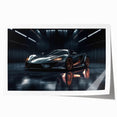 Extra large wall art featuring a detailed illustration of sports cars in muted metallic tones on rolled print.
