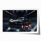 Extra large wall art featuring a detailed illustration of sports cars in muted metallic tones on rolled print.