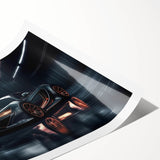 Extra large wall art of a sports car in bold red on a rolled canvas, suitable for large living room decor.