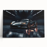 Black and white photo of a vintage sports car on large stretched canvas, suitable for kitchen wall art.
