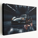 Side view of a red sports car on white background, printed on stretched canvas, suitable for kitchen wall art.