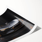 Extra large wall art featuring a sports car in vibrant red and black hues on a rolled canvas.