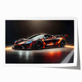 Extra large wall art featuring a collection of sports cars in vibrant colors on a rolled print.