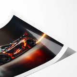Extra large wall art featuring a sports car in vibrant red and black tones on a rolled print.