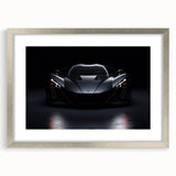 Textured abstract art print of a sports car in muted silver and gray tones on a framed canvas, ideal for bedroom art.