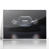 Acrylic print of a sleek sports car in monochrome tones, ideal for modern art wall decor.