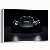 Vintage poster art of a classic car in vibrant colors on a large framed canvas, ideal for living room decor.